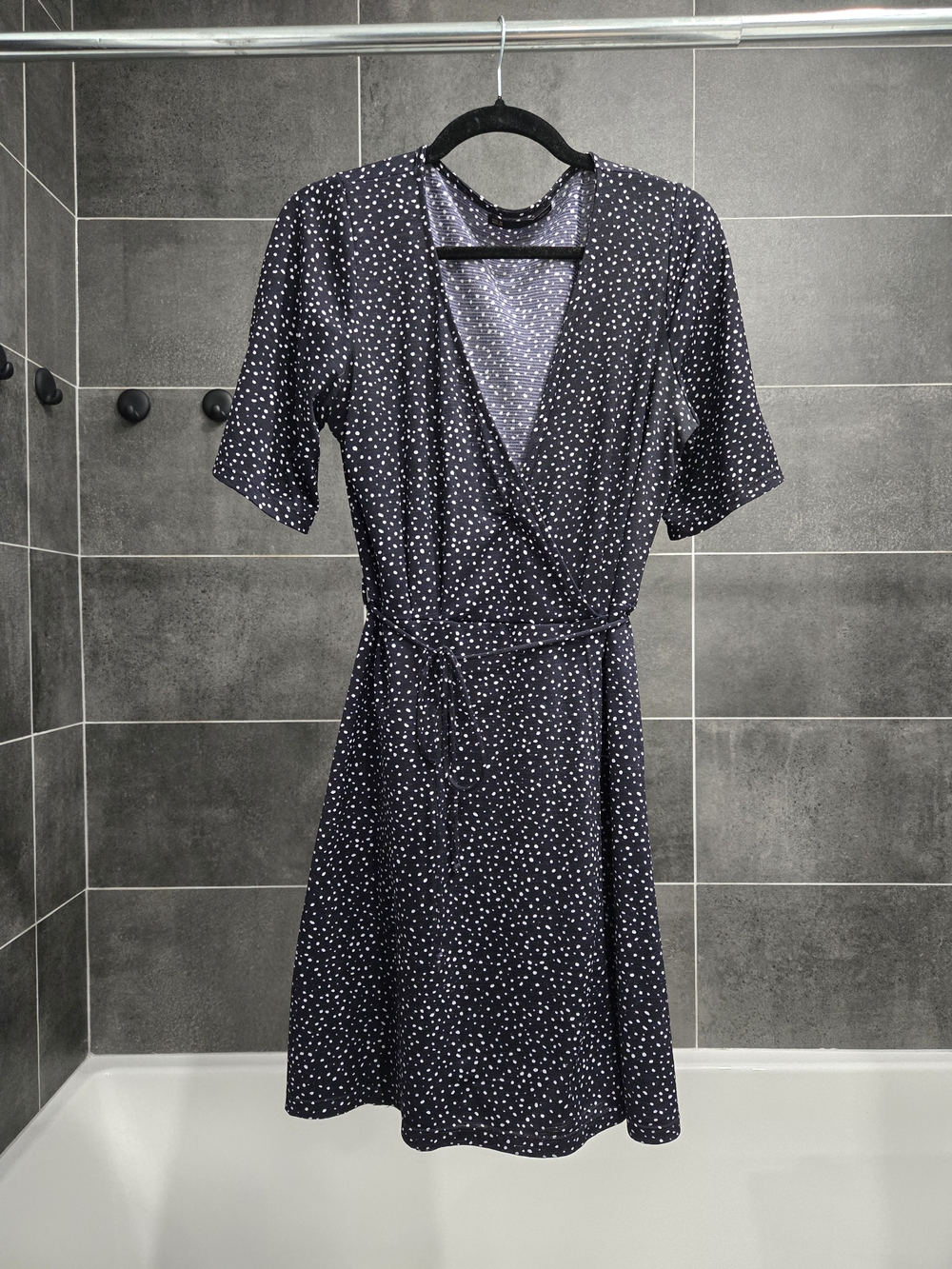 Women’s Navy Polka Dot Wrap Dress
